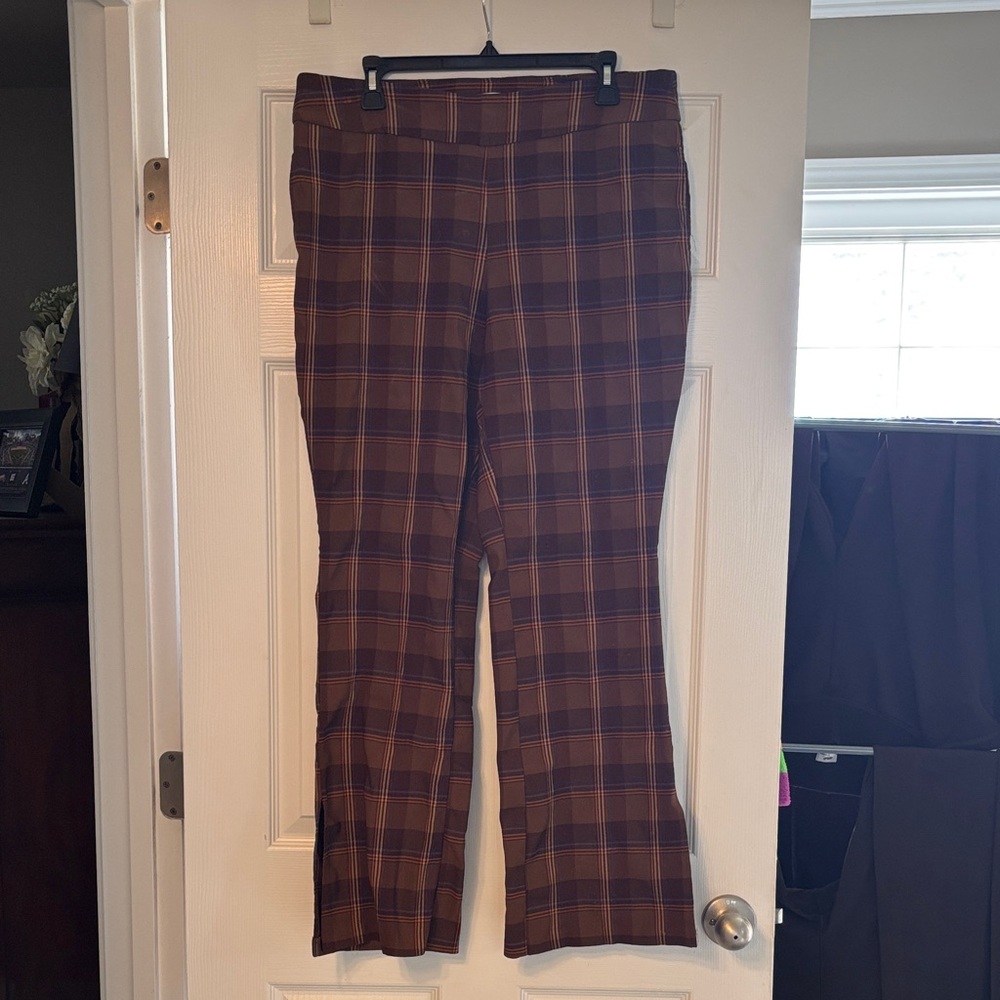 Cato Brown Plaid Straight Leg Pants